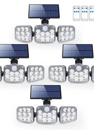 Solar Outdoor Lights 138 LED 3-Head Adjustable 360°Rotating Wide-Angle