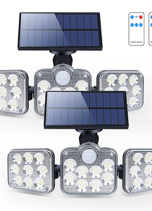 Solar Outdoor Lights 138 LED 3-Head Adjustable 360°Rotating Wide-Angle