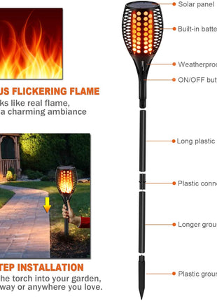 33 Led Outdoor Waterproof Solar Powered Small Torch Flame Lights