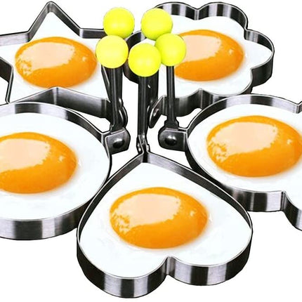 Stainless Steel 5 pc Egg and Pancake Mold Set