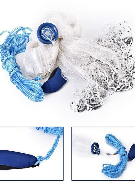 6/8/10/12/16FT Fishing Cast Net Bait Easy Throw Hand Cast Strong Nylon