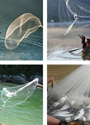 6/8/10/12/16FT Fishing Cast Net Bait Easy Throw Hand Cast Strong Nylon