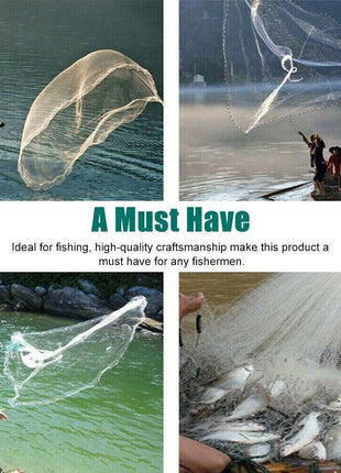 6/8/10/12/16FT Fishing Cast Net Bait Easy Throw Hand Cast Strong Nylon