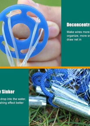 6/8/10/12/16FT Fishing Cast Net Bait Easy Throw Hand Cast Strong Nylon