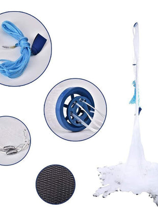 6/8/10/12/16FT Fishing Cast Net Bait Easy Throw Hand Cast Strong Nylon