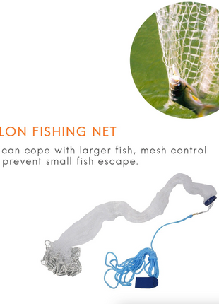 6/8/10/12/16FT Fishing Cast Net Bait Easy Throw Hand Cast Strong Nylon