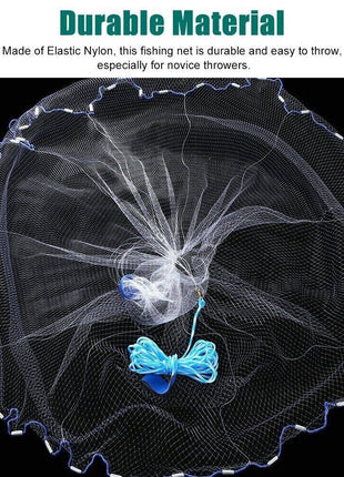 6/8/10/12/16FT Fishing Cast Net Bait Easy Throw Hand Cast Strong Nylon