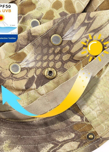 Boonie Bucket Hats Outdoor Fishing Hunting Wide Brim Mesh Camo Safari