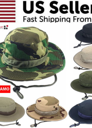 Boonie Bucket Hats Outdoor Fishing Hunting Wide Brim Mesh Camo Safari