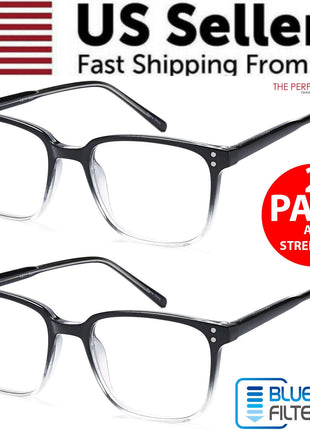 2 PK Unisex Blue Light Blocking Reading Glasses Computer Readers For