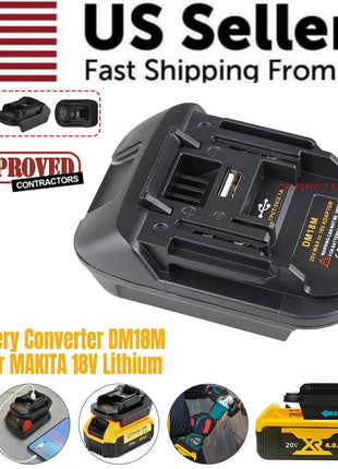USB Battery Adapter Converter For 20V DEWALT Milwaukee M18 Convert To