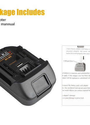 USB Battery Adapter Converter For 20V DEWALT Milwaukee M18 Convert To
