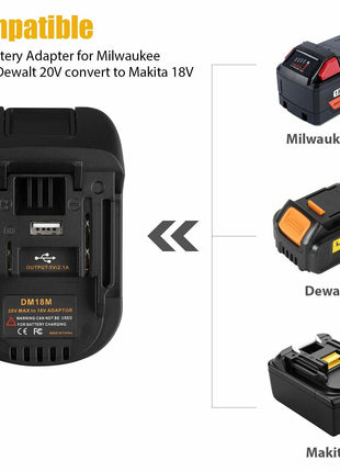 USB Battery Adapter Converter For 20V DEWALT Milwaukee M18 Convert To