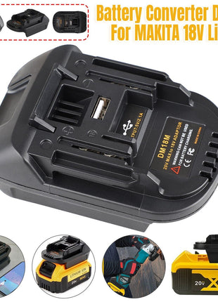 USB Battery Adapter Converter For 20V DEWALT Milwaukee M18 Convert To