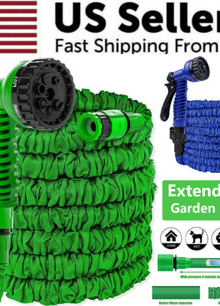 Expanding Expandable Flexible Garden Water Hose w Spray Nozzle 25, 50,