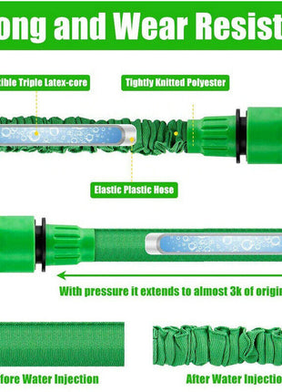Expanding Expandable Flexible Garden Water Hose w Spray Nozzle 25, 50,