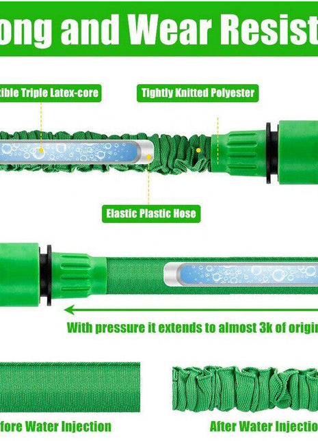 Expanding Expandable Flexible Garden Water Hose w Spray Nozzle 25, 50,