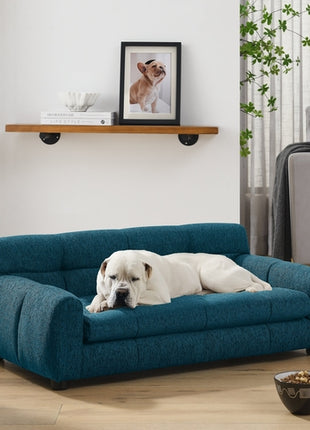 Soft and comfortable pet sofa with backrest and armrests, suitable for
