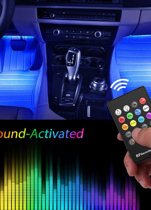 RGB Car LED Light Strips, Sound Activated with Remote Control, 48