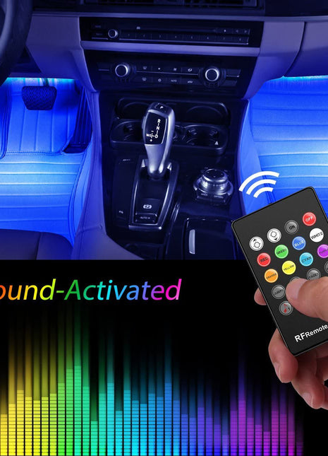 RGB Car LED Light Strips, Sound Activated with Remote Control, 48