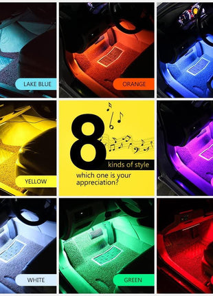 RGB Car LED Light Strips, Sound Activated with Remote Control, 48
