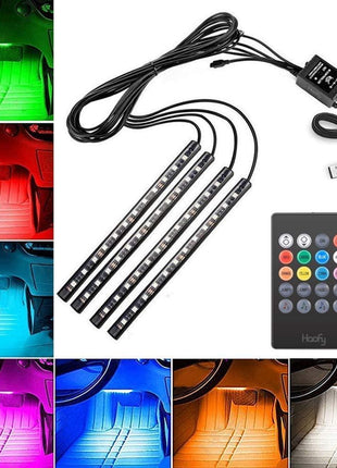 RGB Car LED Light Strips, Sound Activated with Remote Control, 48