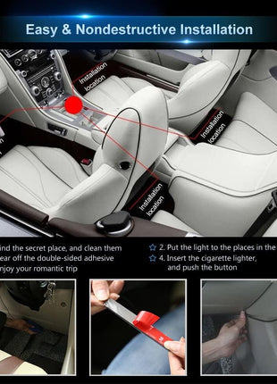 RGB Car LED Light Strips, Sound Activated with Remote Control, 48