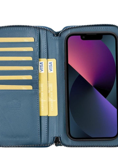 Apple iPhone 14 Series Detachable and Zipper Leather Wallet Case - PMW