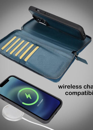 Apple iPhone 14 Series Detachable and Zipper Leather Wallet Case - PMW