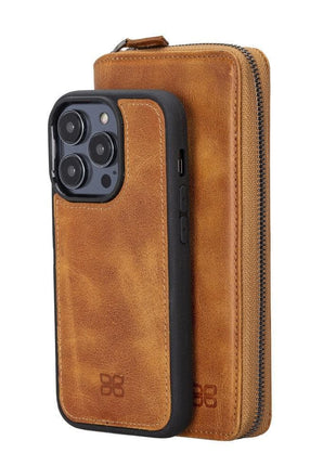 Apple iPhone 14 Series Detachable and Zipper Leather Wallet Case - PMW