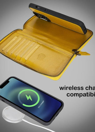 Apple iPhone 14 Series Detachable and Zipper Leather Wallet Case - PMW