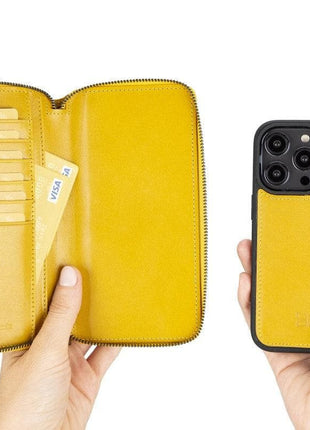 Apple iPhone 14 Series Detachable and Zipper Leather Wallet Case - PMW