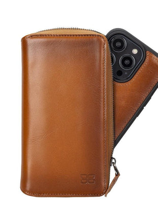 Apple iPhone 14 Series Detachable and Zipper Leather Wallet Case - PMW