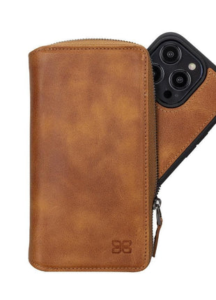 Apple iPhone 14 Series Detachable and Zipper Leather Wallet Case - PMW