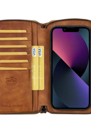 Apple iPhone 14 Series Detachable and Zipper Leather Wallet Case - PMW