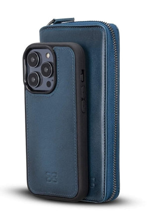 Apple iPhone 14 Series Detachable and Zipper Leather Wallet Case - PMW