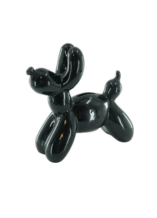 Ornament- Money Bank Balloon Dog- Ceramics- Black-17x7x17cm