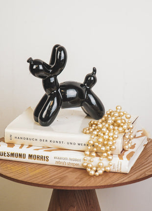 Ornament- Money Bank Balloon Dog- Ceramics- Black-17x7x17cm