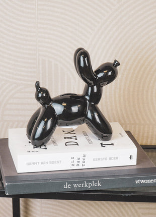 Ornament- Money Bank Balloon Dog- Ceramics- Black-17x7x17cm