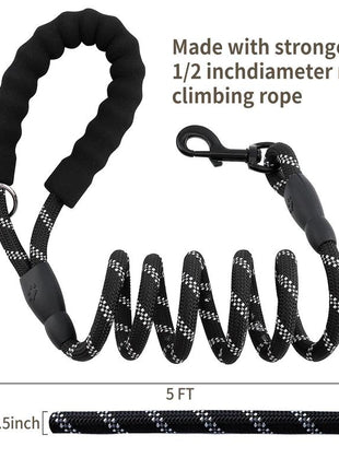 5 FT Leash With Comfortable Padded Handle and Reflective Threads