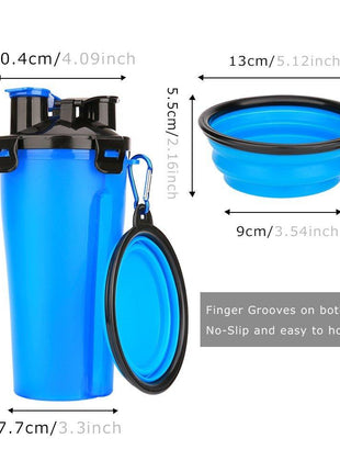 2 in 1 Dog Drinking Water Bottle with Bowls