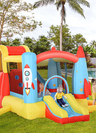 Outsunny Bounce Castle Inflatable Trampoline Slide Pool Rocket Design