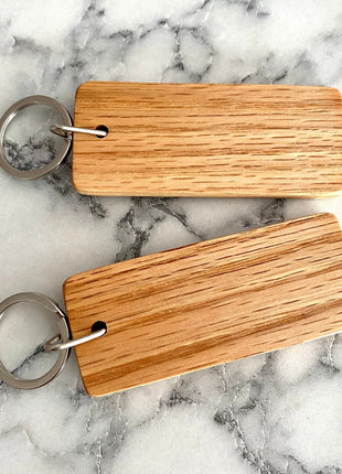 Couples Engraved Wood Keychain