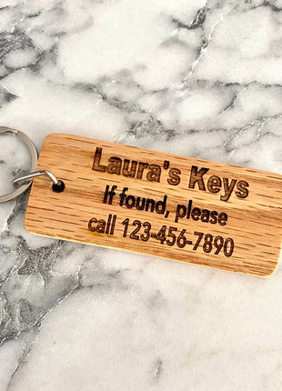 Personalized "Lost Keys" Engraved Wood Keychain