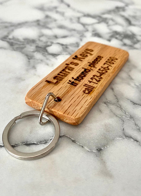 Personalized "Lost Keys" Engraved Wood Keychain