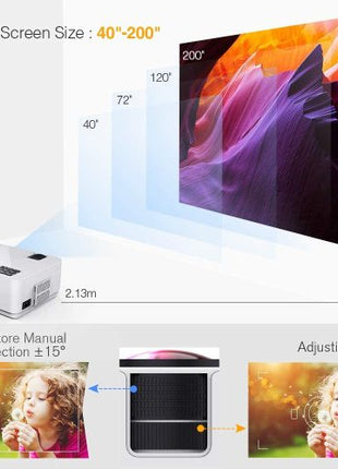 LCD Video Projector with Carrying Case HD Projector Mini Projector