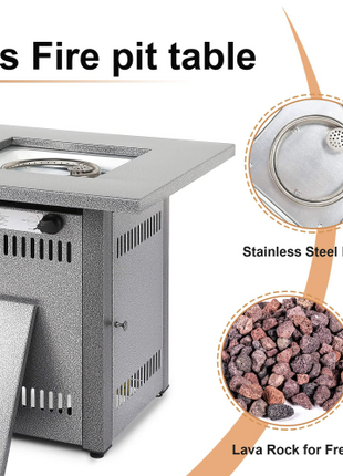28" Outdoor Propane Gas Fire Pit Table Patio Firepits Fireplace