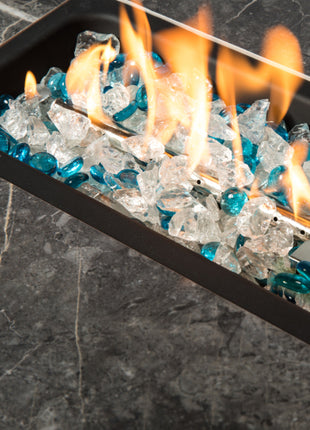 Elegant Rectangular Rattan Fire Pit Table