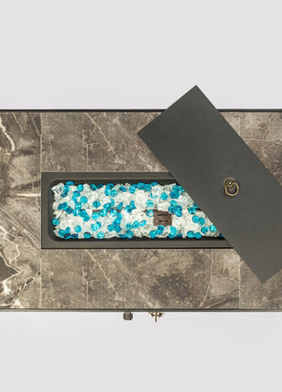 Elegant Rectangular Rattan Fire Pit Table