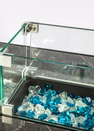 Elegant Rectangular Rattan Fire Pit Table